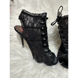 Betsey Johnson Lace Heel Stiletto Rare HTF Womens 8.5 Bootie